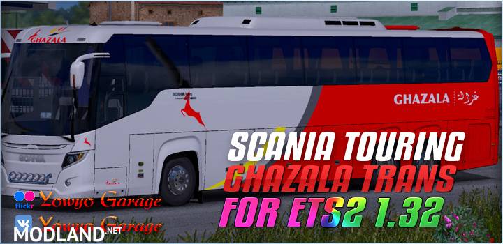 Scania Touring Bus - Skin Ghazala V2 For ETS2 1.32.X