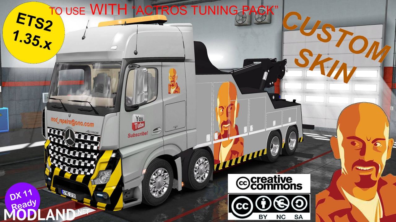 MB ACTROS MPIV CRANETRUCK CUSTOM SKIN1.35.x DX11 (WITH ACTROS TUNING PACK COMPATIBILITY)