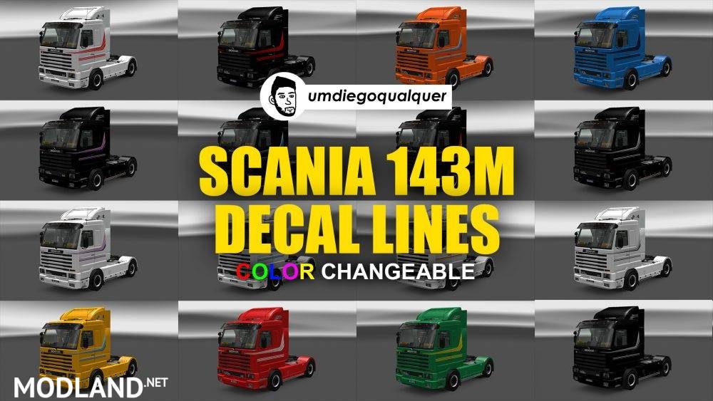 Skin Decal Lines (Color Changeable) for Scania 143m