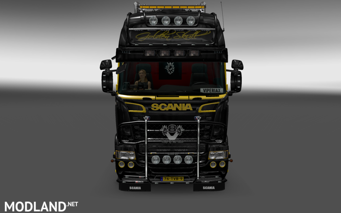 Black/Gold Skull skin for Scania RJL 1.4