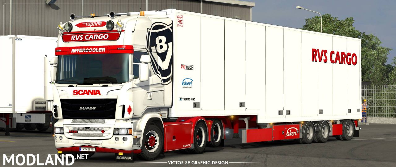 RVS Cargo V8 RJL's Scania R 6-series and Ekeri trailer Skinpack