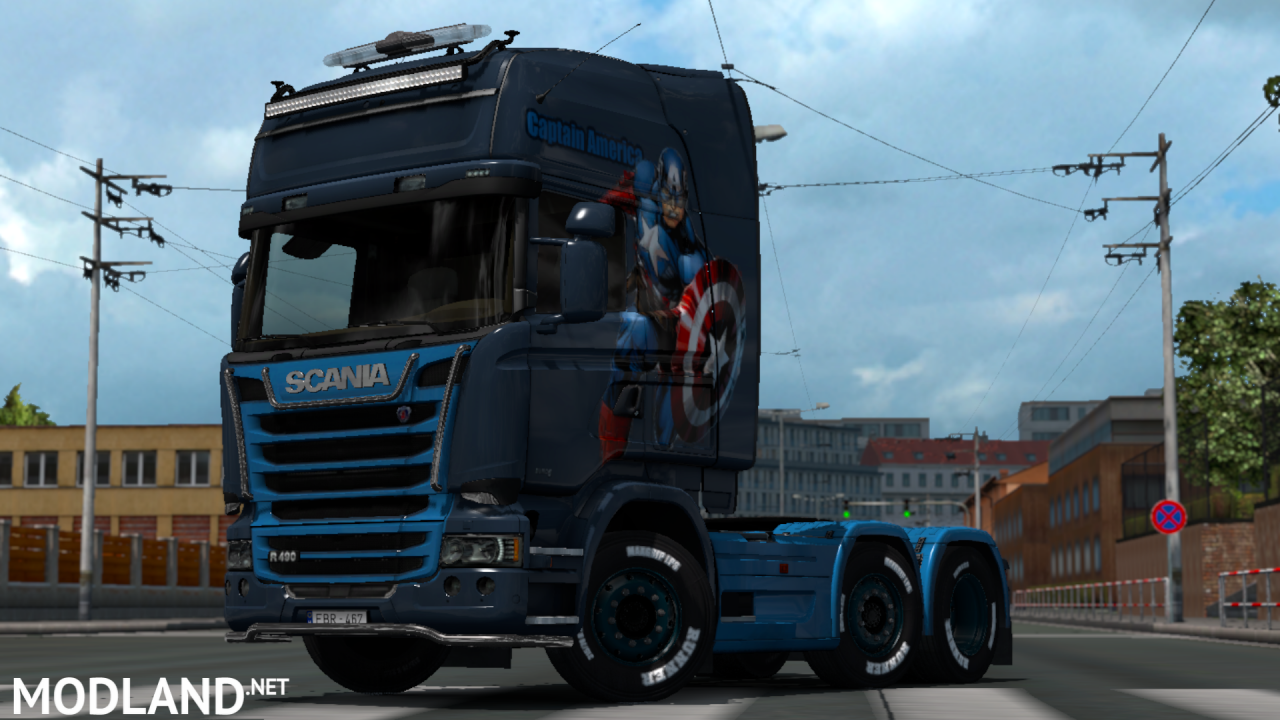 Scania Streamline Captain America skin mod by hisham abed dz