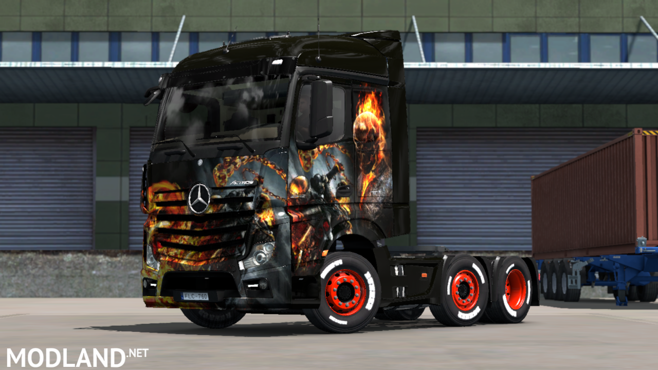 Mercedes Actros 2014 ghost trider 2 skin mod by hisham abed dz