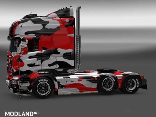 Red Camouflage Skin for Scania RJL R Multi