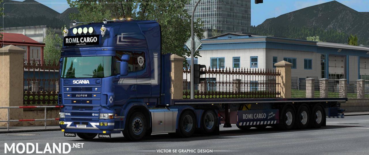ROML Cargo Scania R 4-series and Krone flatbed Skinpack v 1.0 1.34.x