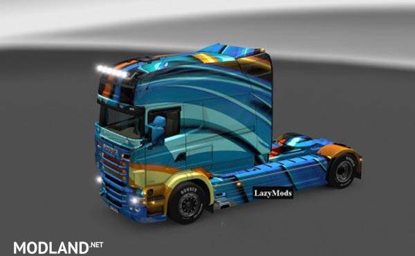 Scania RJL Abstract Blue Glossy Skin