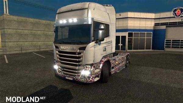 Scania Streamline white leopard skin