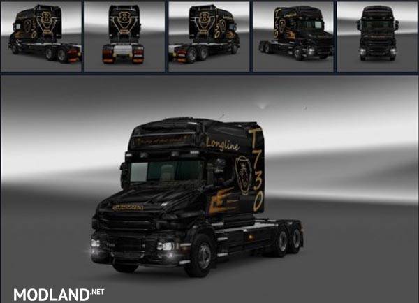 Scania T mod Black & Gold Longline Skin