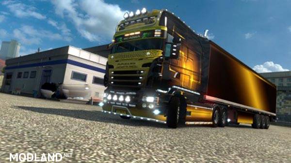 Skin Gold maniac for RJL Scania EXC LONGLINE + trailer