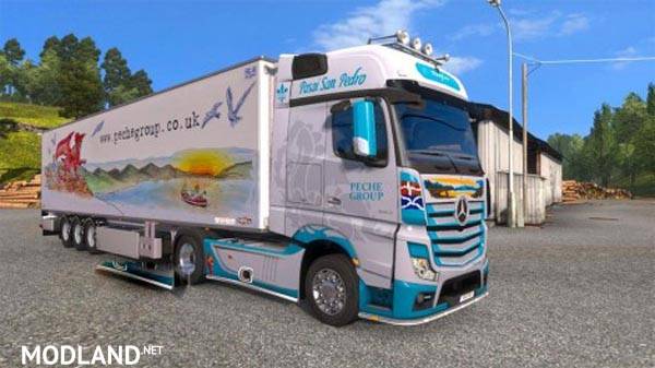 Skin Peche Group for Mercedes Actros MP4 + trailer