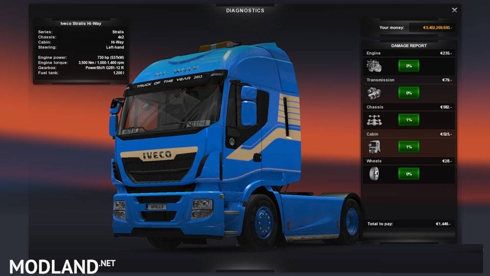 Iveco V8 Engine with Sounds (MP Ready)