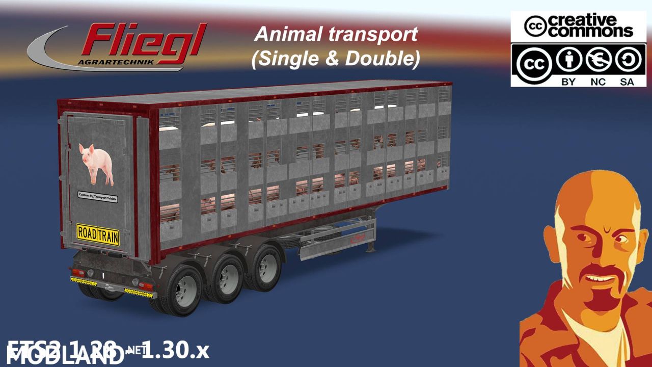 FLIEGL ANIMAL TRANSPORT TRAILER (Single & double) 1.28 - 1.30.x