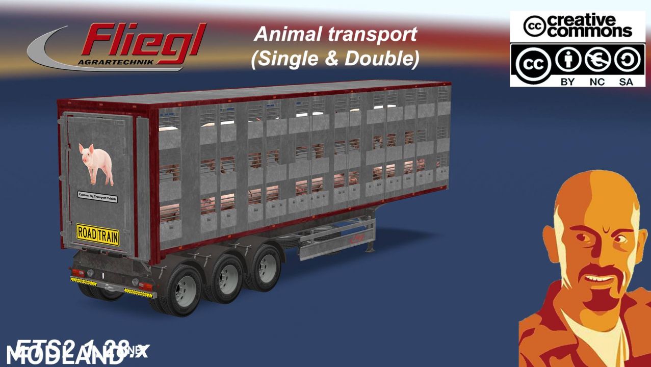 FLIEGL ANIMAL TRANSPORT TRAILER (Single & double) 1.28.x
