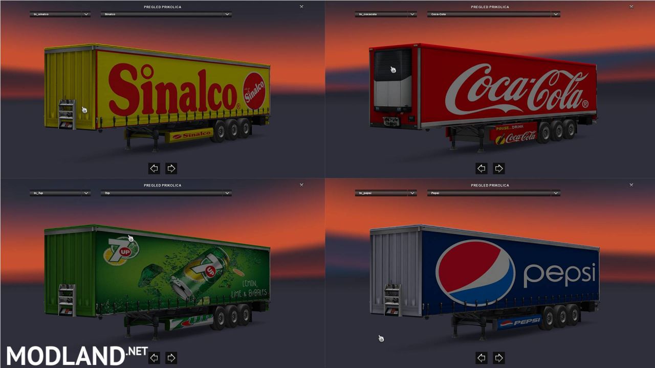 Pepsi, Coca-Cola, Sinalco & 7up Trailers Pack By Gile004  