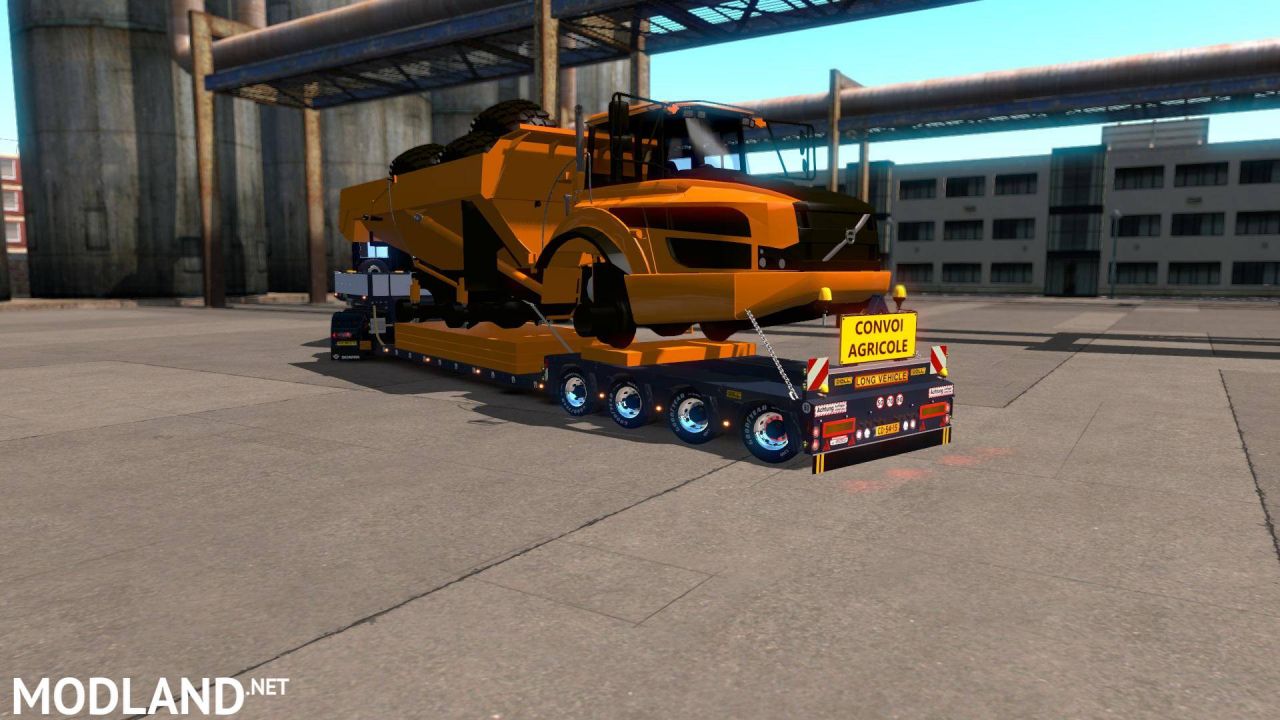 Doll Trailer 4axled With Dumper Orange 1.35