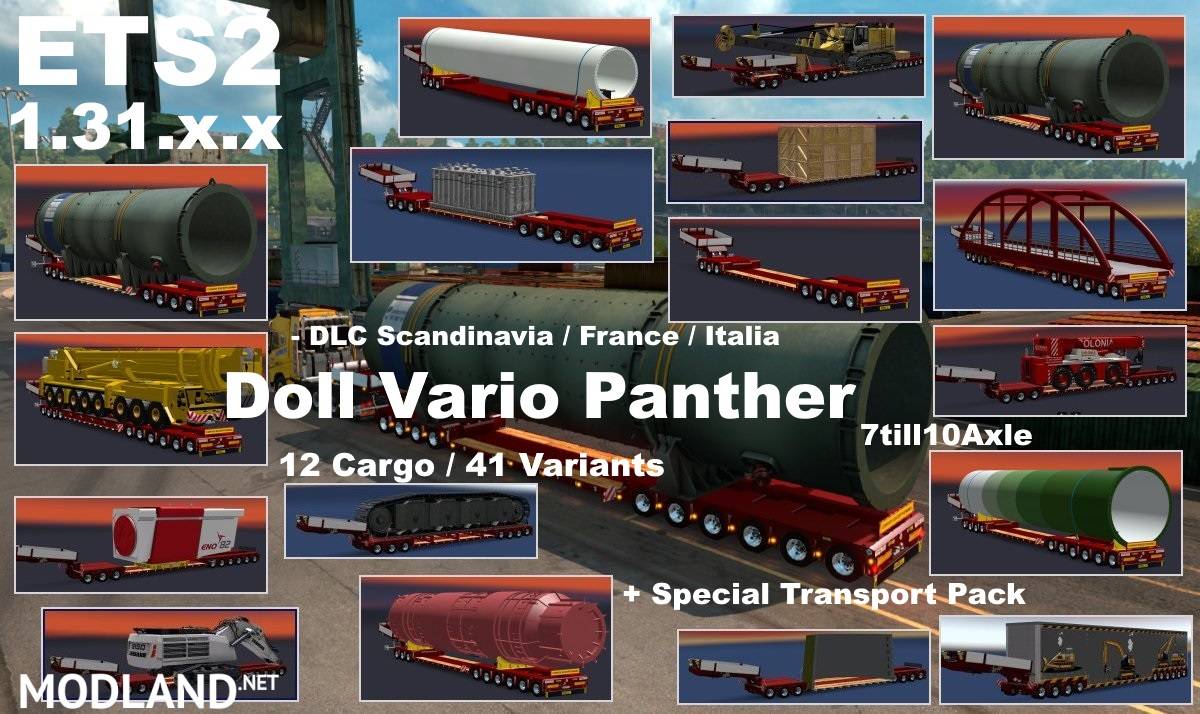 DOLL VARIO 7-10Axles Pack with 12 Cargos ETS2 1.31.x