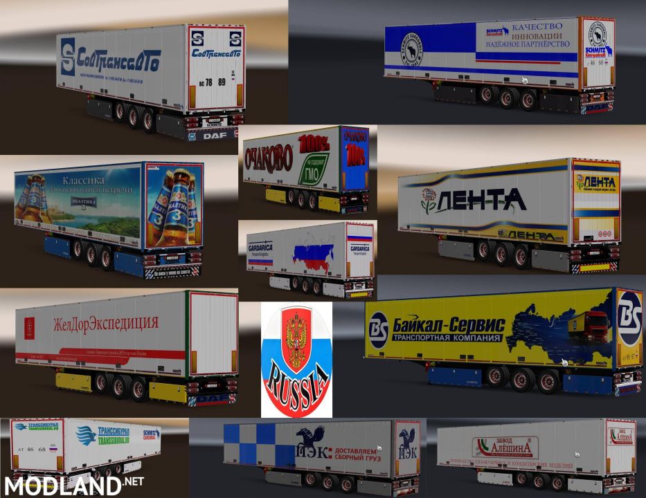 Paсk trailers with skins of Russian companies