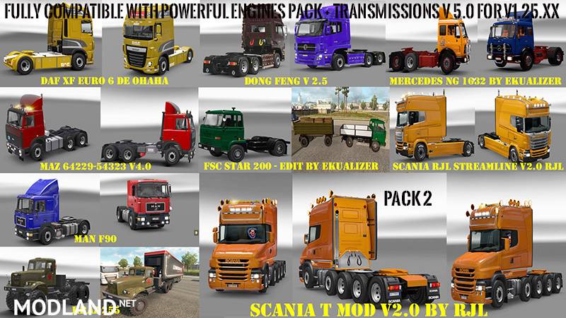 Pack 2 compatible trucks of Powerful Engines Pack 5.0 1.25.x