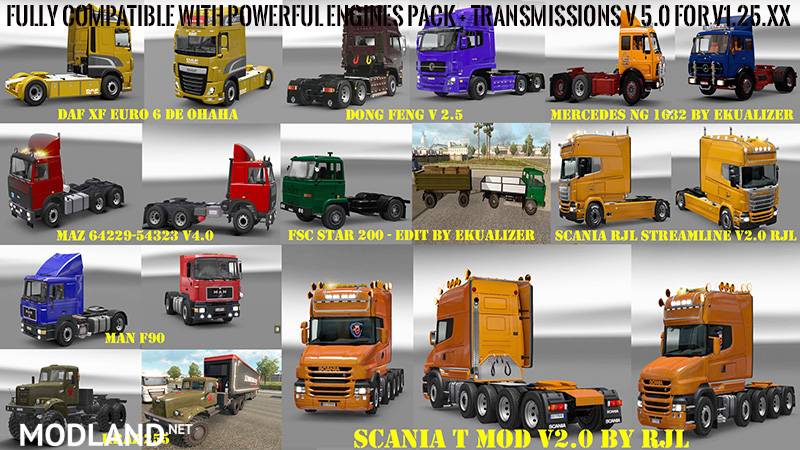 Pack 1 compatible trucks of Powerful Engines Pack 5.0 1.25.x