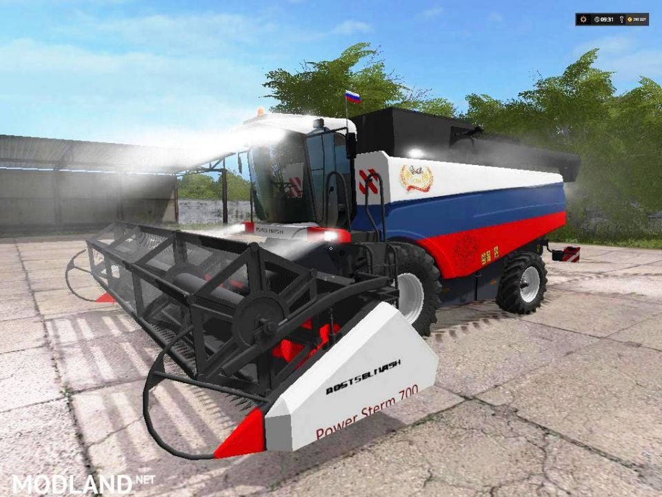 Rostselmash Acros 530 in the color of the Russian Flag