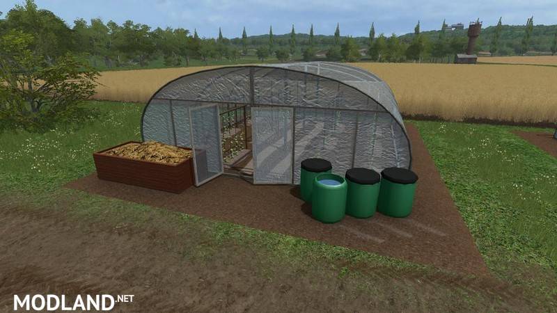 Greenhouse with cucumbers