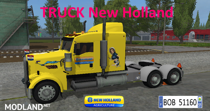 TRUCK + TRAILER YELLOW NEW HOLLAND BY BOB51160