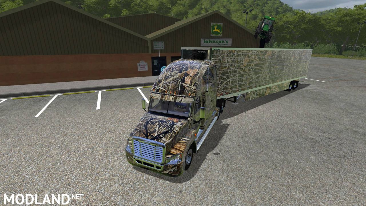 Camo Cascadia and Reefer Trailer