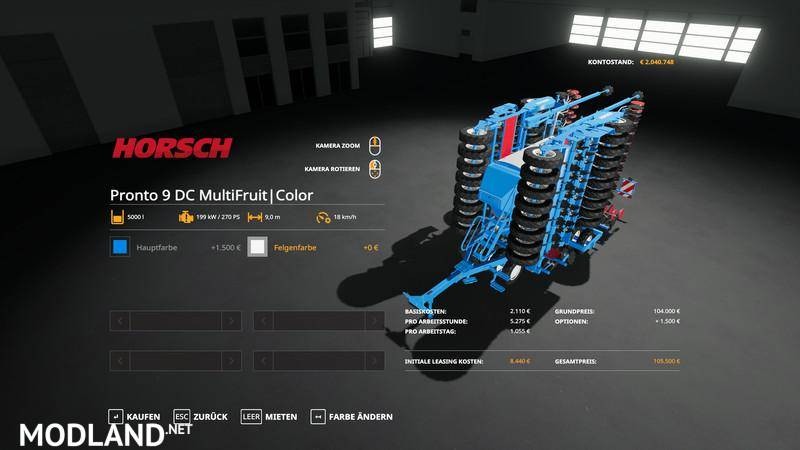Horsch Pronto9DC - MultiFruit - MultiColor