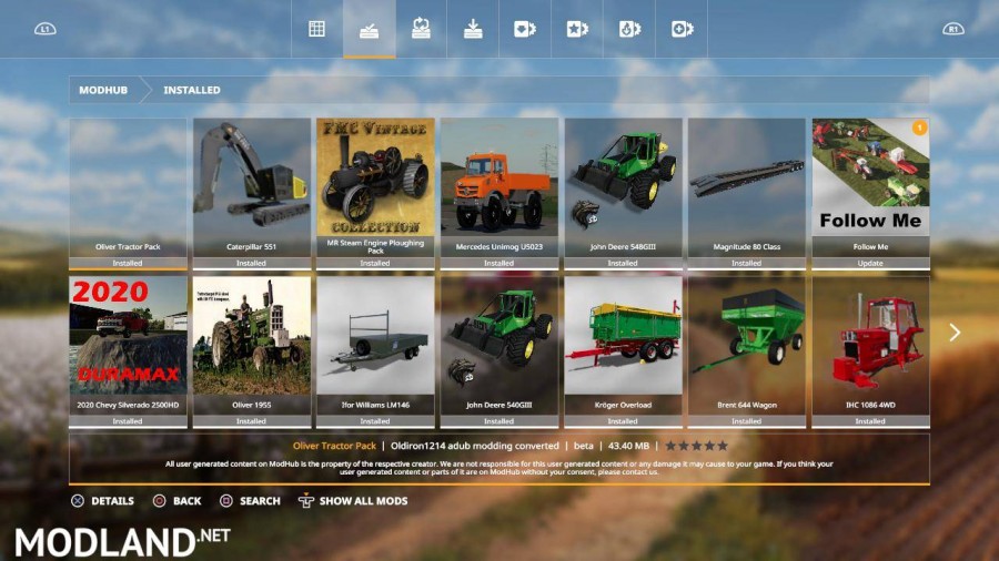 Oliver tractor pack beta