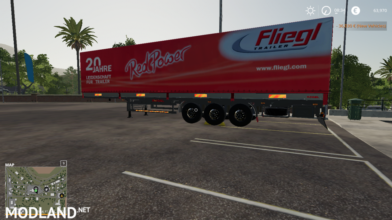 FS 19 RED POWER FLIEGL AUTOLOADER TRAILER