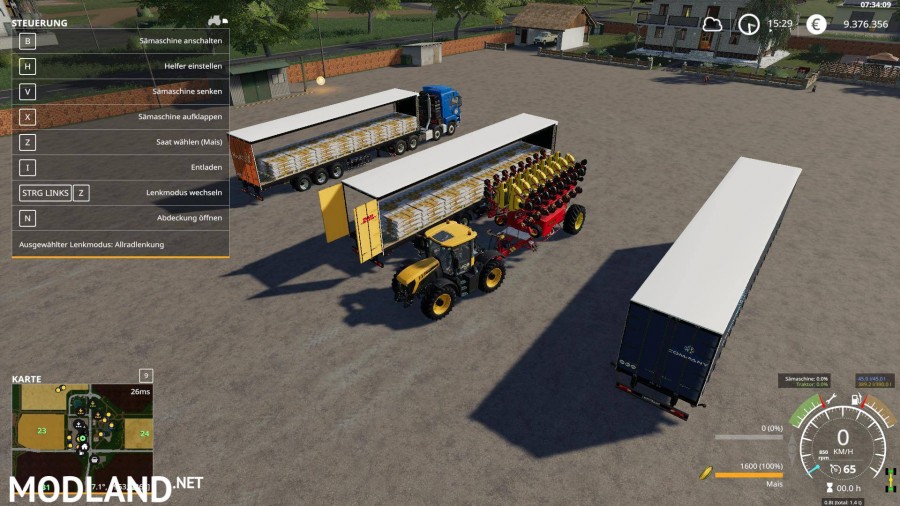 Fruehauf Planenauflieger mit Stapler