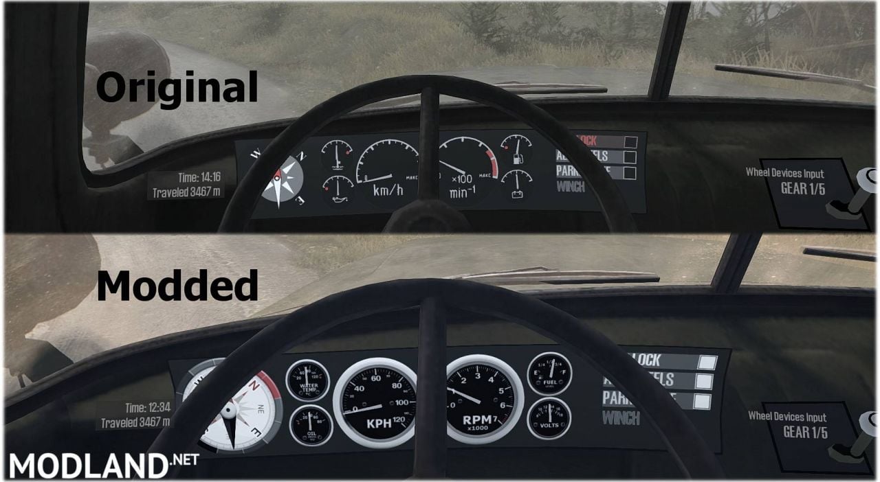 Detailed Dash Gauges and Compass Mod